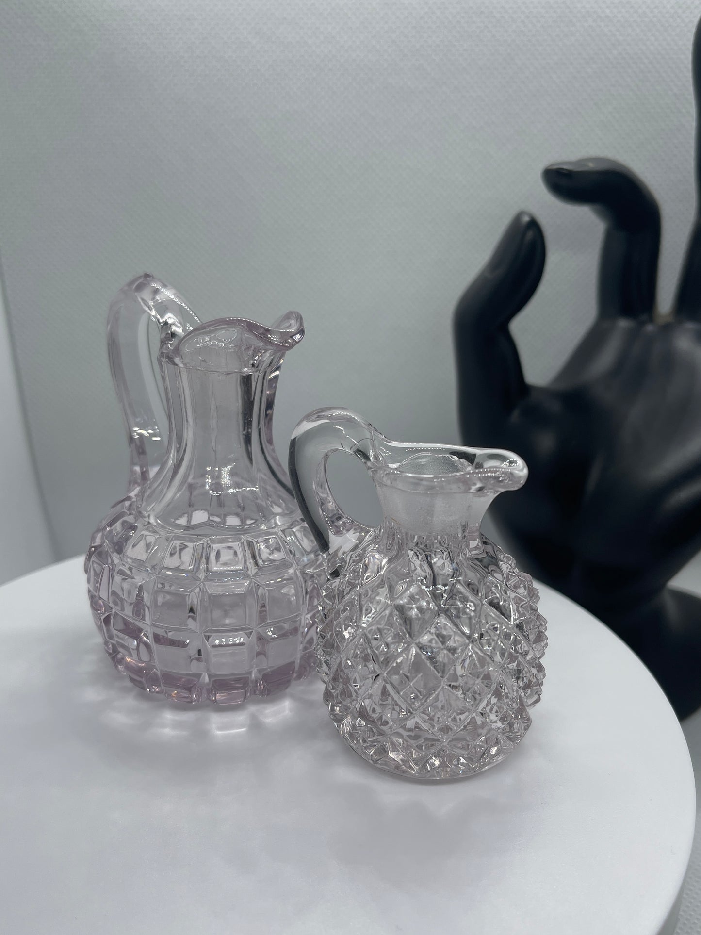 Bippity and Boppity, Bonded Pair of Lilac Glass Vessels, Micro Oinochoe